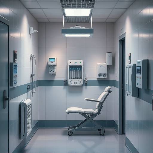 Imagen de una celda adaptada para personas con discapacidad, con accesibilidad y equipamiento especializado.